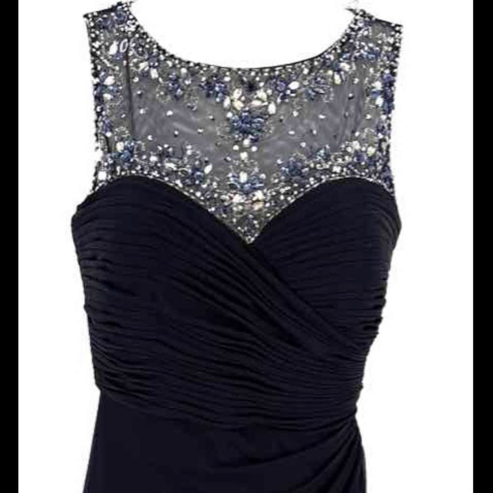 Patra Navy Blue Beaded Gown